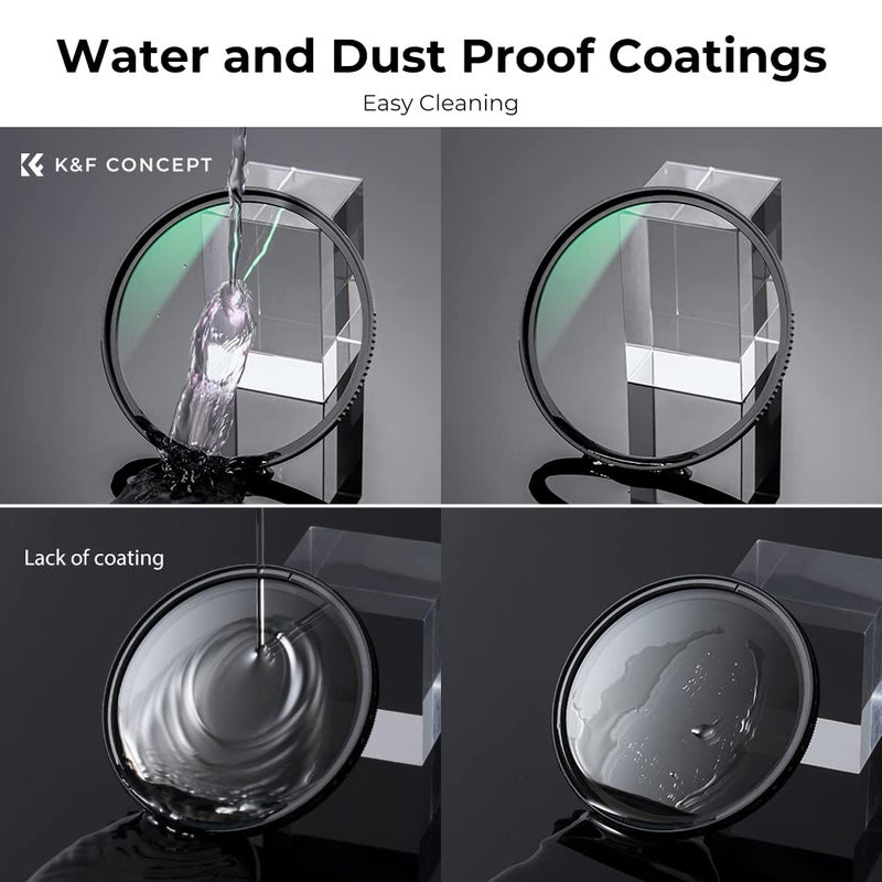 K&F Concept فلتر حماية UV بقطر 46 مم من K&F CONCEPT مع 28 طبقة متعددة HD/مقاوم للماء/مقاوم للخدش فلتر UV فائق النحافة لعدسة كاميرا بقطر 46 مم (سلسلة Nano-X) - Image 5